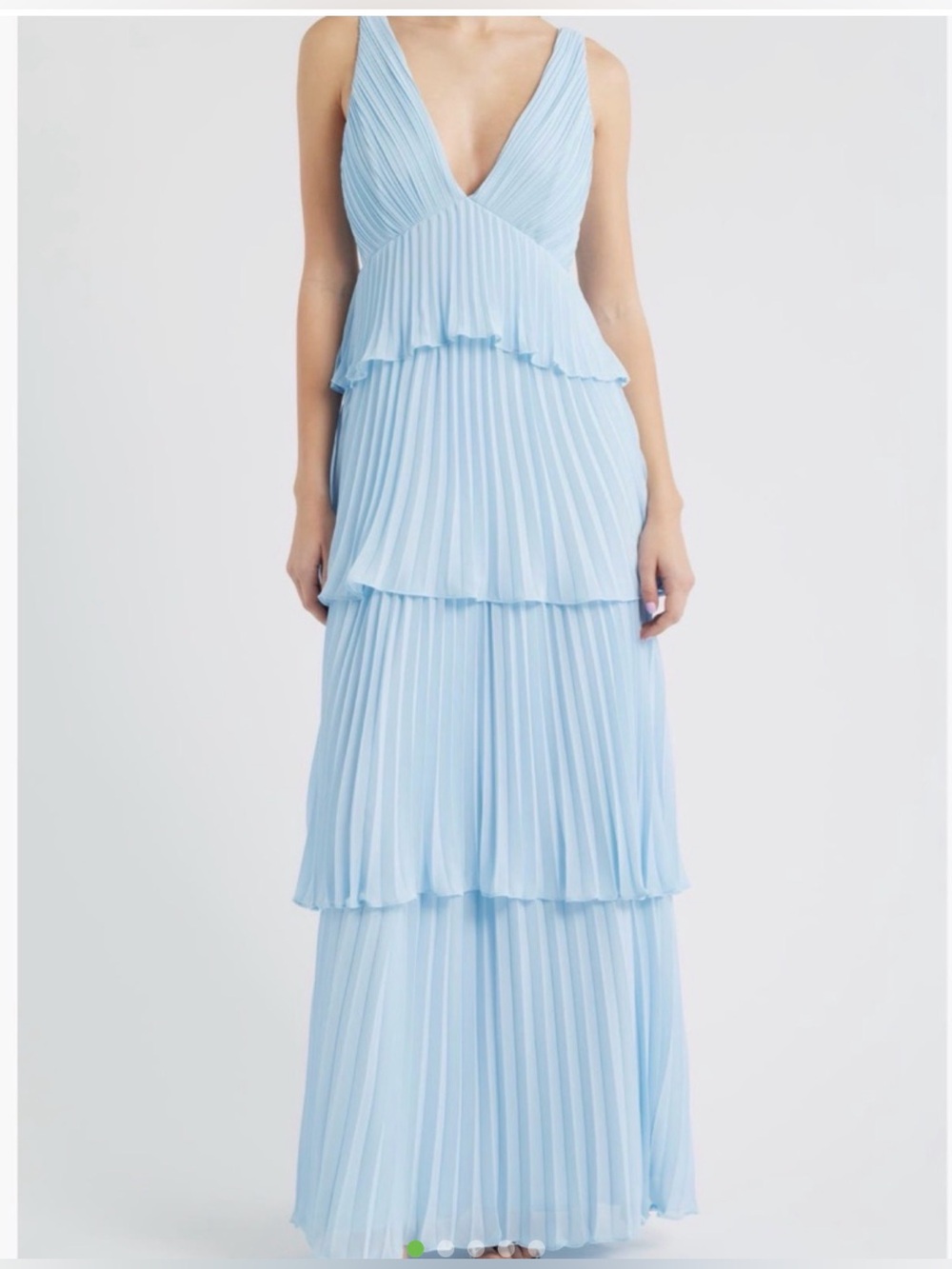 Lulus Light Blue Pleated Tiered Maxi Dress